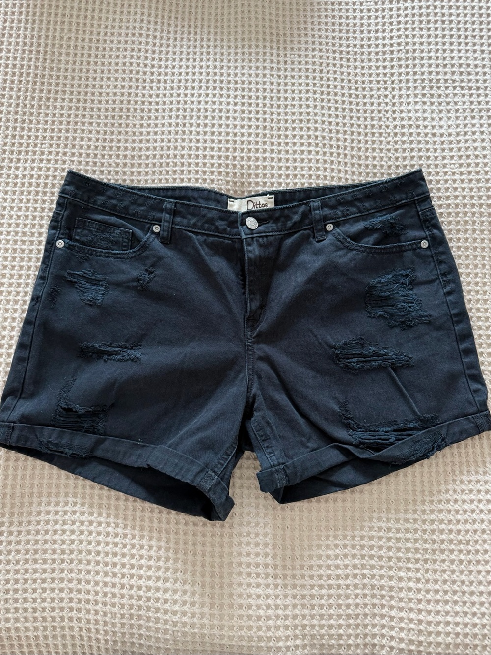 Dittos Black Distressed Denim Jean Shorts
